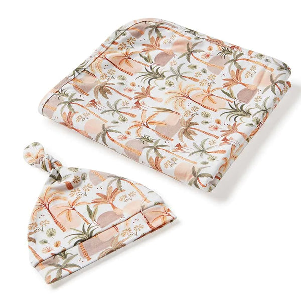 Palm Springs Organic Jersey Wrap & Beanie Set