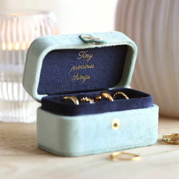Blue Velvet Mini Travel Ring Box