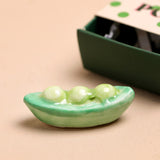 Tiny Matchbox Ceramic Peas in a Pod Token