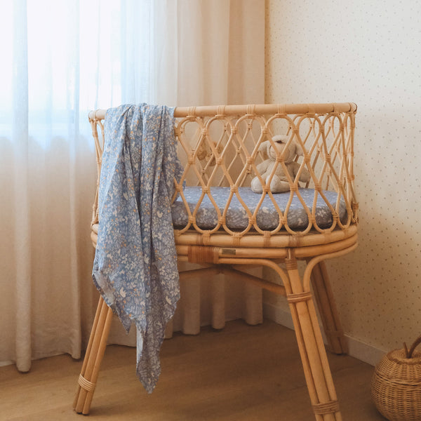 Fox & Fallow Forest Friends Cornflower Organic Muslin Wrap Swaddle