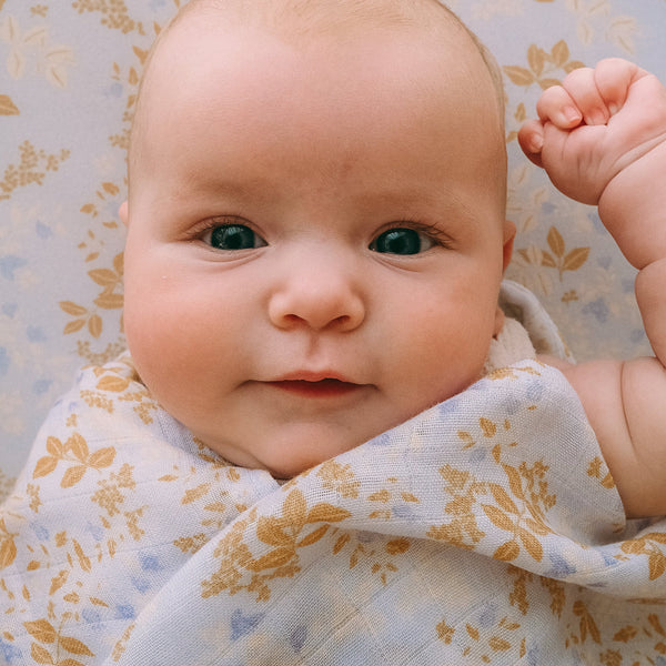 Fox & Fallow Delphinium Organic Muslin Wrap Swaddle