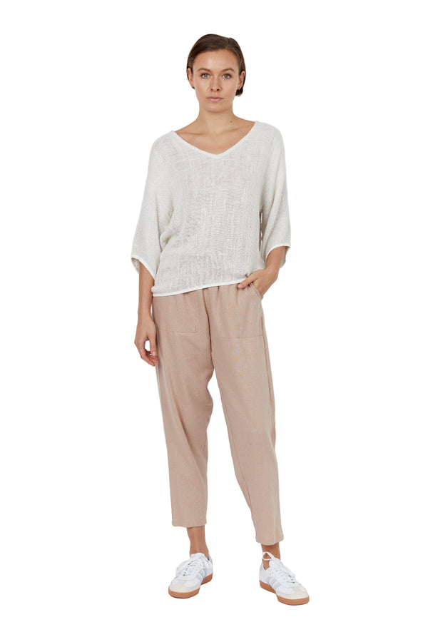 Estelle Hessian Top Natural White