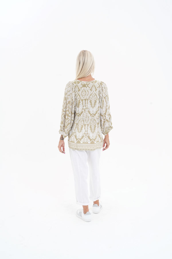 Toteme Top - Khaki / white