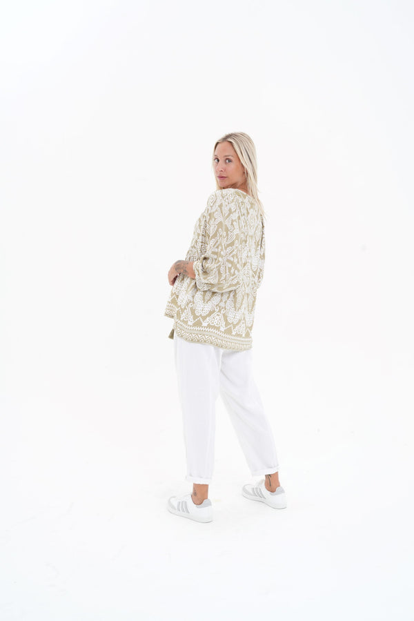 Toteme Top - Khaki / white