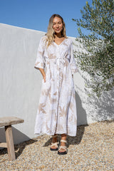 Coulisse Dress Sand Leaf