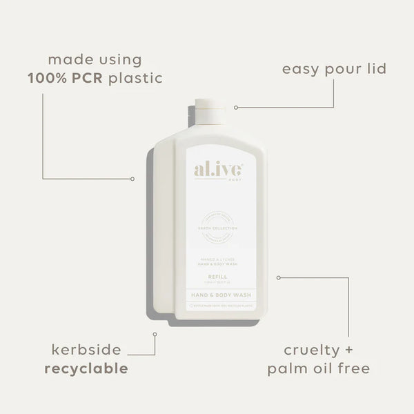 Hand & Body -1 Ltr Wash Refill - Mango & Lychee