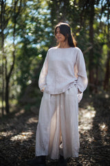 Eadie Linen Pant with Gathering Detail