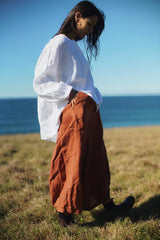 Eadie Linen Pant with Gathering Detail