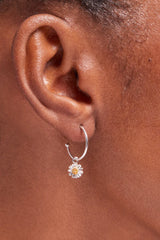 Estella Bartlett-Mini Wildflower Hoop Drop Earrings - Silver & Gold Plated