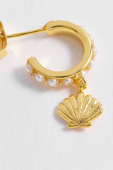 Estella Bartlett- Scallop Charm And Pearl Hoop Earrings - Gold Plated