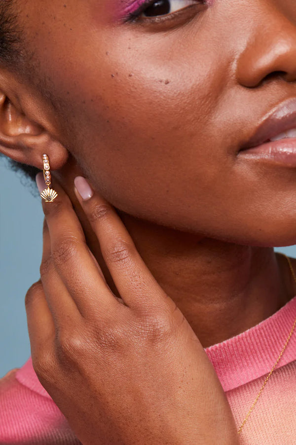 Estella Bartlett- Scallop Charm And Pearl Hoop Earrings - Gold Plated