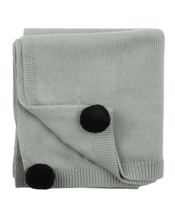 ANGUS POM POM KNITTED BLANKET