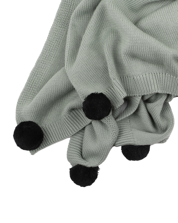 ANGUS POM POM KNITTED BLANKET