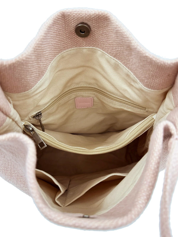 Natural Long Handled Bag Pink