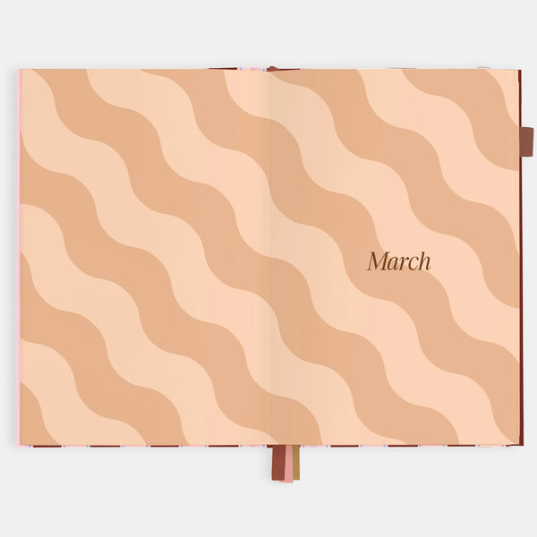 2026 A5 Vertical Planner - Burgundy Stripe