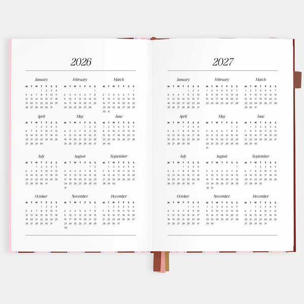 2026 A5 Vertical Planner - Burgundy Stripe