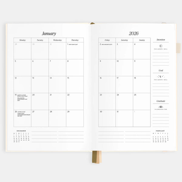 2026 A5 Vertical Planner - Creme