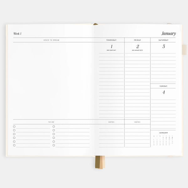 2026 A5 Vertical Planner - Creme