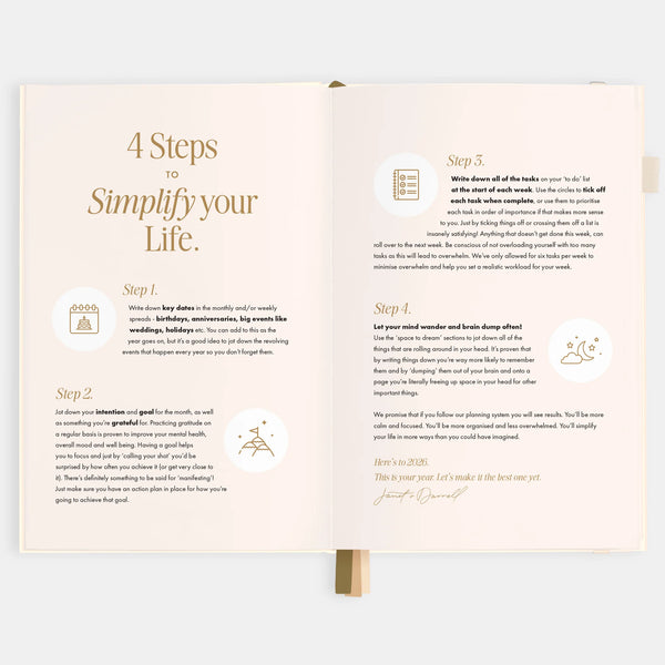 2026 A5 Vertical Planner - Creme