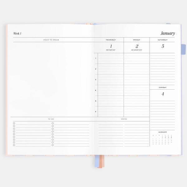 2026 A5 Academic Vertical Planner - Powder Stripe