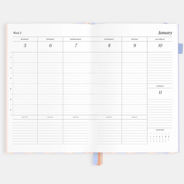 2026 A5 Academic Vertical Planner - Powder Stripe