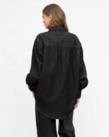 White Closet-RELAXED FIT CO-ORD DENIM JACKET - BLACK