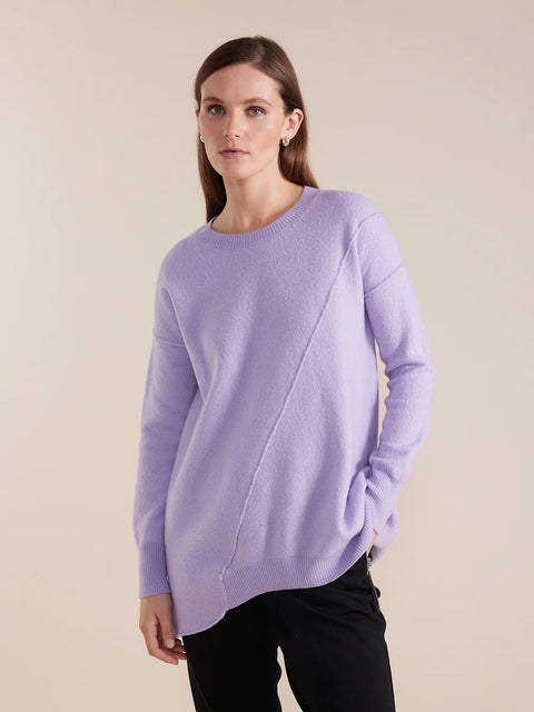 Marco Polo- Longline Boiled Wool Sweater-Lilac