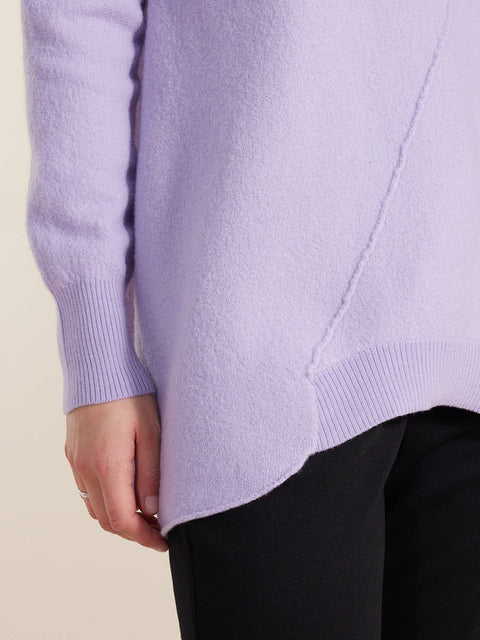 Marco Polo- Longline Boiled Wool Sweater-Lilac