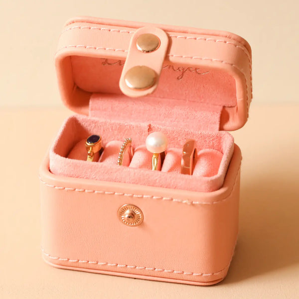 Peach Pink Mini Travel Ring Box