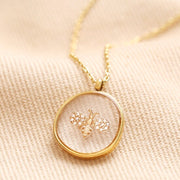 Lisa Angel- Clear Resin Bee Gold Pendant Necklace