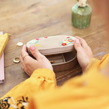 Embroidered Flowers Oval Jewellery Box
