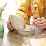 Embroidered Flowers Oval Jewellery Box