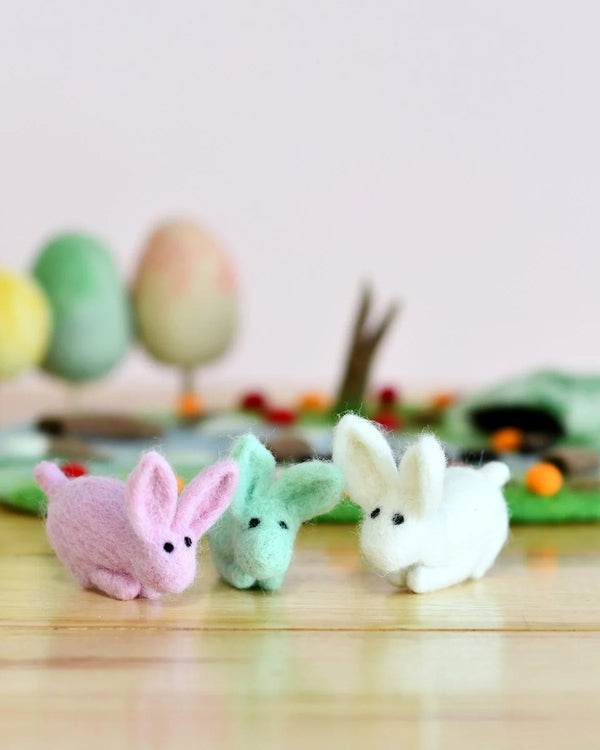 Tara Treasures-Felt Mint white Rabbit Toy