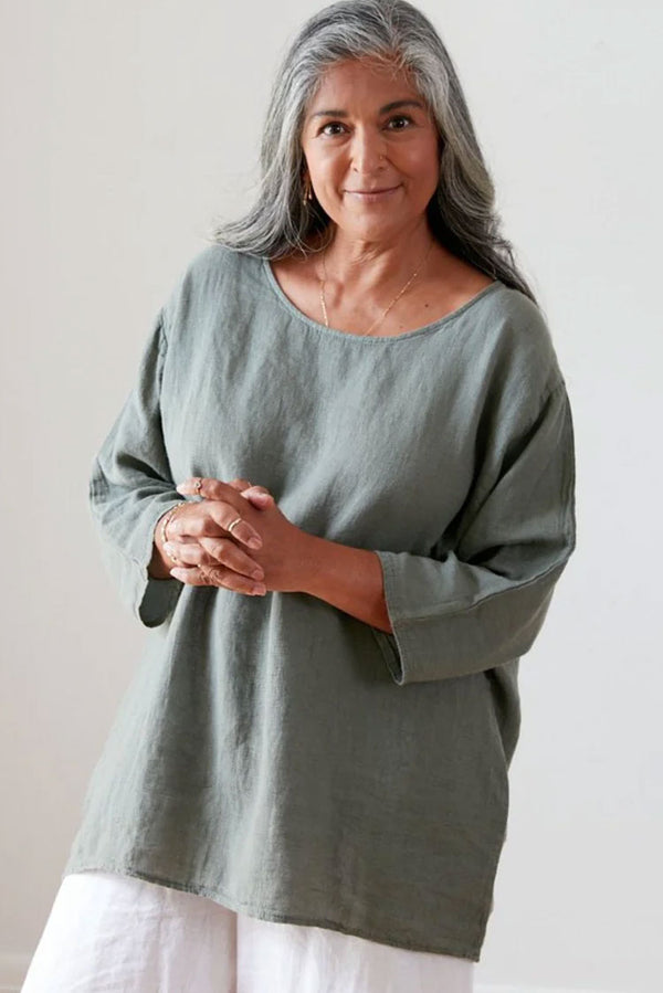 Loose linen 3/4 sleeve top