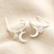 Lisa Angel- Sterling Silver Moon and Star Charm Hoops