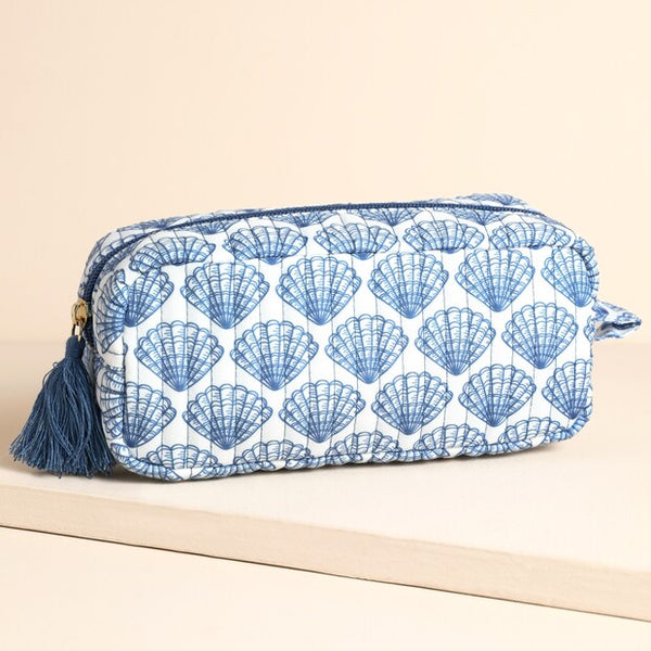Small Navy Scallop Shell Make Up Bag