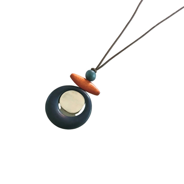 Double Pendant Necklace Rust