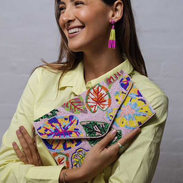 Tropicana  Beaded Clutch