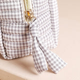 Small Grey Gingham Linen Wash Bag
