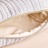 Small Grey Gingham Linen Wash Bag
