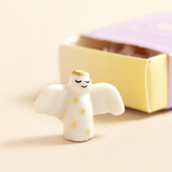 Tiny Matchbox Ceramic Angel Token