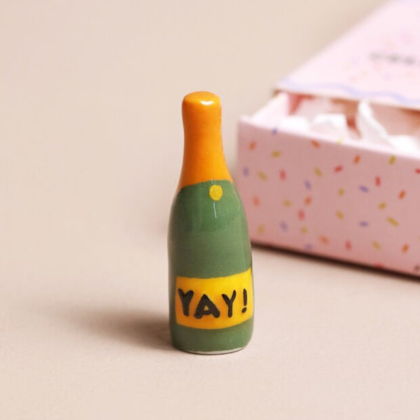 Tiny Matchbox Ceramic Champagne Token