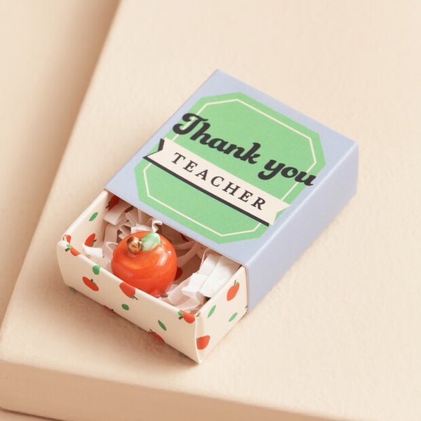 Tiny Matchbox Ceramic Apple Teacher Token