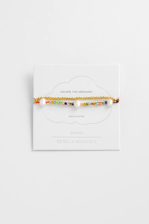 Estella Bartlett-Two Pack Bracelets - Gold And Multi Beads