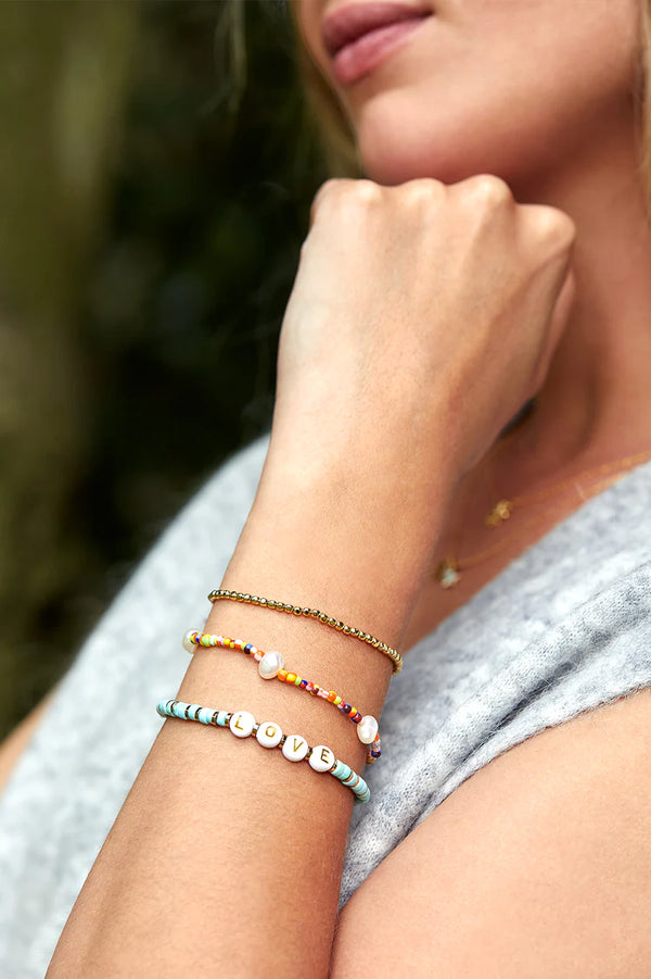 Estella Bartlett-Two Pack Bracelets - Gold And Multi Beads