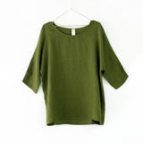 Montaigne-Linen-top-Forest green