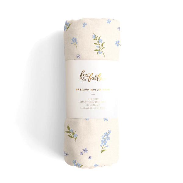 Fox & Fallow-Forget-Me-Not Organic Muslin Wrap Swaddle