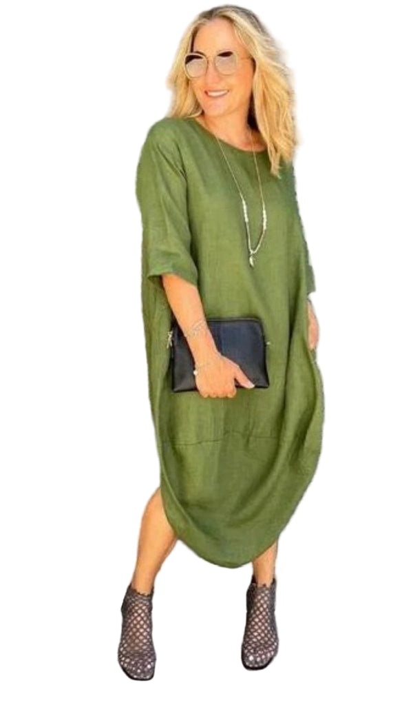 Montaigne- Linen- Scallop- Dress