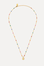 Estella Bartlett- Pendant Rainbow Beaded Necklace -Gold Plated