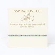 Bracelet on a card with 'Inspirations Co.' branding and motivational quote.